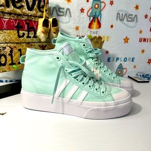 adidas Mint Green Platform Sneakers